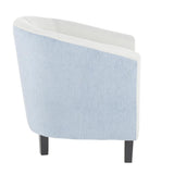 Lumisource Claudia Contemporary Barrel Chair in Black Wood and Light Grey Fabric with Light Blue Accent