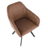 Lumisource Clubhouse Contemporary Pleated Chair in Brown Faux Leather - Set of 2