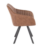 Lumisource Clubhouse Contemporary Pleated Chair in Brown Faux Leather - Set of 2