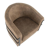 Lumisource Colby Industrial Tub Chair in Black with Brown Cowboy Fabric