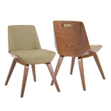 Lumisource Corazza Mid-century Modern Dining/Accent Chair in Walnut and Green