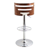 Lumisource Cosi Mid-Century Modern Adjustable Barstool with Swivel in Walnut and Cream Faux Leather