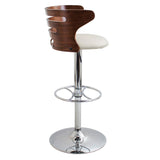 Lumisource Cosi Mid-Century Modern Adjustable Barstool with Swivel in Walnut and Cream Faux Leather