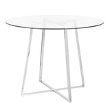 Lumisource Cosmo Contemporary/Glam Dining Table in Chrome & Clear Tempered Glass Top