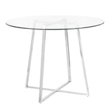 Lumisource Cosmo Contemporary/Glam Dining Table in Chrome & Clear Tempered Glass Top