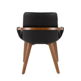 Lumisource Cosmo Mid-Century Chair in Walnut and Black Faux Leather