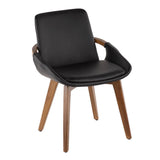 Lumisource Cosmo Mid-Century Chair in Walnut and Black Faux Leather