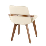 Lumisource Cosmo Mid-Century Chair in Walnut and Cream Faux Leather