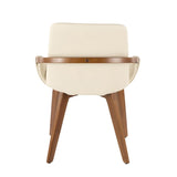 Lumisource Cosmo Mid-Century Chair in Walnut and Cream Faux Leather