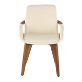 Lumisource Cosmo Mid-Century Chair in Walnut and Cream Faux Leather