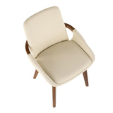 Lumisource Cosmo Mid-Century Chair in Walnut and Cream Faux Leather