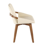 Lumisource Cosmo Mid-Century Chair in Walnut and Cream Faux Leather