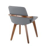 Lumisource Cosmo Mid-Century Chair in Walnut and Grey Faux Leather