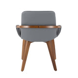 Lumisource Cosmo Mid-Century Chair in Walnut and Grey Faux Leather