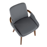 Lumisource Cosmo Mid-Century Chair in Walnut and Grey Faux Leather