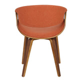 Lumisource Curvo Mid-Century Modern Dining/Accent Chair in Walnut and Orange Fabric