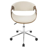 Lumisource Curvo Mid-Century Modern Office Chair in Walnut and Cream