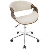 Lumisource Curvo Mid-Century Modern Office Chair in Walnut and Cream