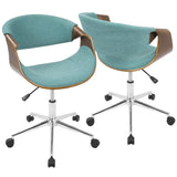 Lumisource Curvo Mid-Century Modern Office Chair in Walnut and Teal