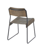 Lumisource Dali Industrial Chair in Black Metal and Espresso Wood. - Set of 2