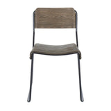 Lumisource Dali Industrial Chair in Black Metal and Espresso Wood. - Set of 2