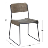 Lumisource Dali Industrial Chair in Black Metal and Espresso Wood. - Set of 2