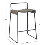 Lumisource Dali Industrial Counter Stool in Black Metal with Espresso Wood - Set of 2