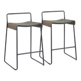 Lumisource Dali Industrial Counter Stool in Black Metal with Espresso Wood - Set of 2