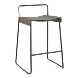 Lumisource Dali Industrial Counter Stool in Black Metal with Espresso Wood - Set of 2