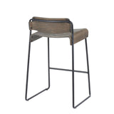 Lumisource Dali Industrial Low Back Counter Stool in Black Metal with Espresso Wood - Set of 2