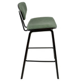 Lumisource Damato 26" Mid-Century Modern Counter Stool in Espresso with Green Fabric - Set of 2