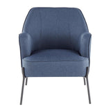 Lumisource Daniella Contemporary Accent Chair in Black Metal and Blue Fabric