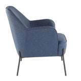 Lumisource Daniella Contemporary Accent Chair in Black Metal and Blue Fabric