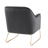 Lumisource Daniella Contemporary Accent Chair in Gold Metal and Black Velvet