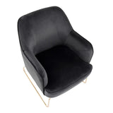 Lumisource Daniella Contemporary Accent Chair in Gold Metal and Black Velvet