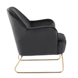 Lumisource Daniella Contemporary Accent Chair in Gold Metal and Black Velvet