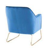 Lumisource Daniella Contemporary Accent Chair in Gold Metal and Blue Velvet