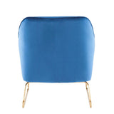 Lumisource Daniella Contemporary Accent Chair in Gold Metal and Blue Velvet