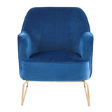 Lumisource Daniella Contemporary Accent Chair in Gold Metal and Blue Velvet