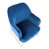 Lumisource Daniella Contemporary Accent Chair in Gold Metal and Blue Velvet