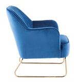 Lumisource Daniella Contemporary Accent Chair in Gold Metal and Blue Velvet