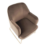 Lumisource Daniella Contemporary Accent Chair in Gold Metal and Espresso Velvet