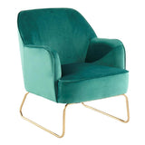 Lumisource Daniella Contemporary Accent Chair in Gold Metal and Green Velvet