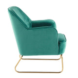 Lumisource Daniella Contemporary Accent Chair in Gold Metal and Green Velvet