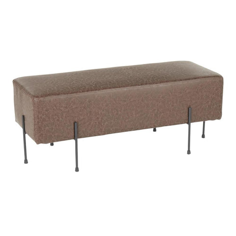 Lumisource Daniella Contemporary Bench in Black Metal and Espresso Faux Leather