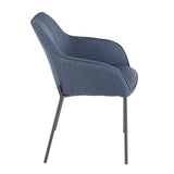 Lumisource Daniella Contemporary Dining Chair in Black Metal and Blue Fabric - Set of 2