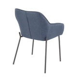 Lumisource Daniella Contemporary Dining Chair in Black Metal and Blue Fabric - Set of 2