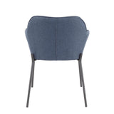 Lumisource Daniella Contemporary Dining Chair in Black Metal and Blue Fabric - Set of 2