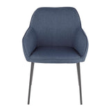 Lumisource Daniella Contemporary Dining Chair in Black Metal and Blue Fabric - Set of 2