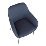 Lumisource Daniella Contemporary Dining Chair in Black Metal and Blue Fabric - Set of 2